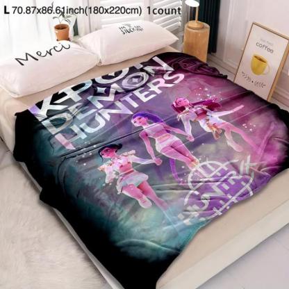 KPOP Demon Hunters Throw Blanket – Super Soft Flannel Fleece Blanket, Cozy Warm Lightweight Plush Blanket Perfect for Halloween Party, Christmas Gifts, Holiday Decorations, Anime Fans, Sofa Couch Bed Travel, Festival Vibes and Seasonal Home Décor