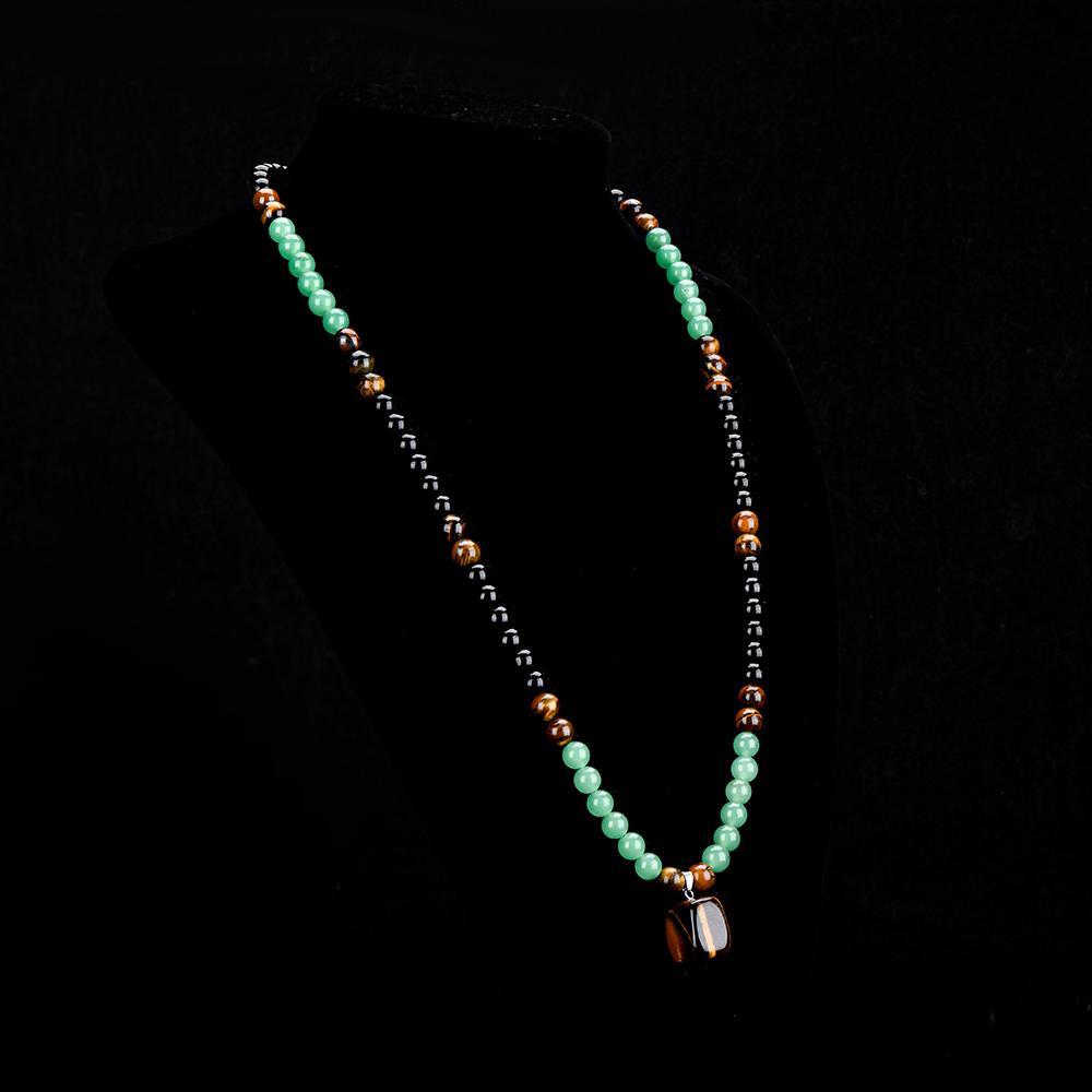 ARPURRAINA Money Attraction Necklace With GreenAventurine & Tiger Eye  Pendant Healing Crystal Stone ,Anniversary, Vacation &Theme Parties Jewelry Charms Abundance Crystal bracelet,Long Chain,Sweater chain,Ideal Gift Jewelry for Men and Women
