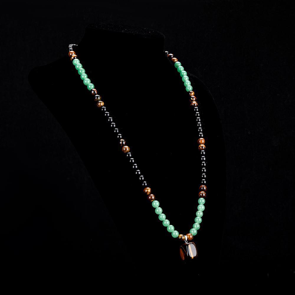 ARPURRAINA Money Attraction Necklace With GreenAventurine & Tiger Eye  Pendant Healing Crystal Stone ,Anniversary, Vacation &Theme Parties Jewelry Charms Abundance Crystal bracelet,Long Chain,Sweater chain,Ideal Gift Jewelry for Men and Women