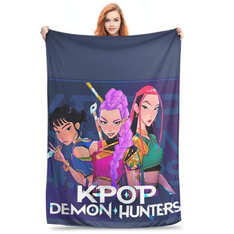 HUNTRIX KPOP Demon Hunters Anime Blanket Cover Flannel Throw Blankets Airplane Travel Portable Ultra-Soft Warm Bedspreads,,Zoey Rumi Mira, Gift For Men & Women & Kids, K-Pop Demon Hunters Blankets