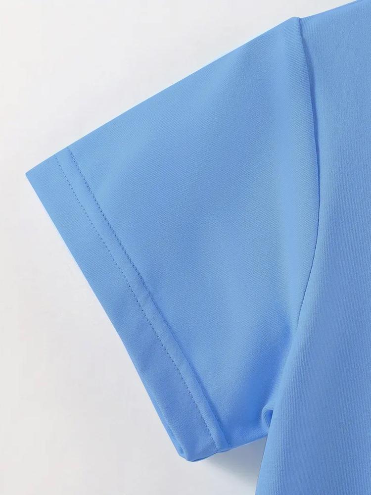 Girls Summer Fashion Creative Letter Print Short Sleeve T-Shirt, Outdoor Casual Comfortable Wear, Fitted Style, Moderate Fabric Thickness Graphic Tee