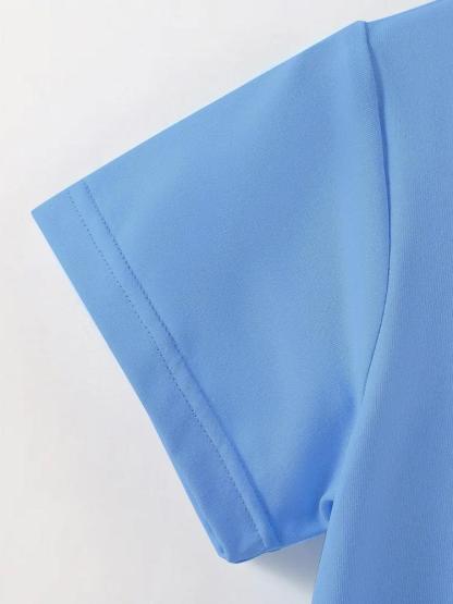 Girls Summer Fashion Creative Letter Print Short Sleeve T-Shirt, Outdoor Casual Comfortable Wear, Fitted Style, Moderate Fabric Thickness Graphic Tee