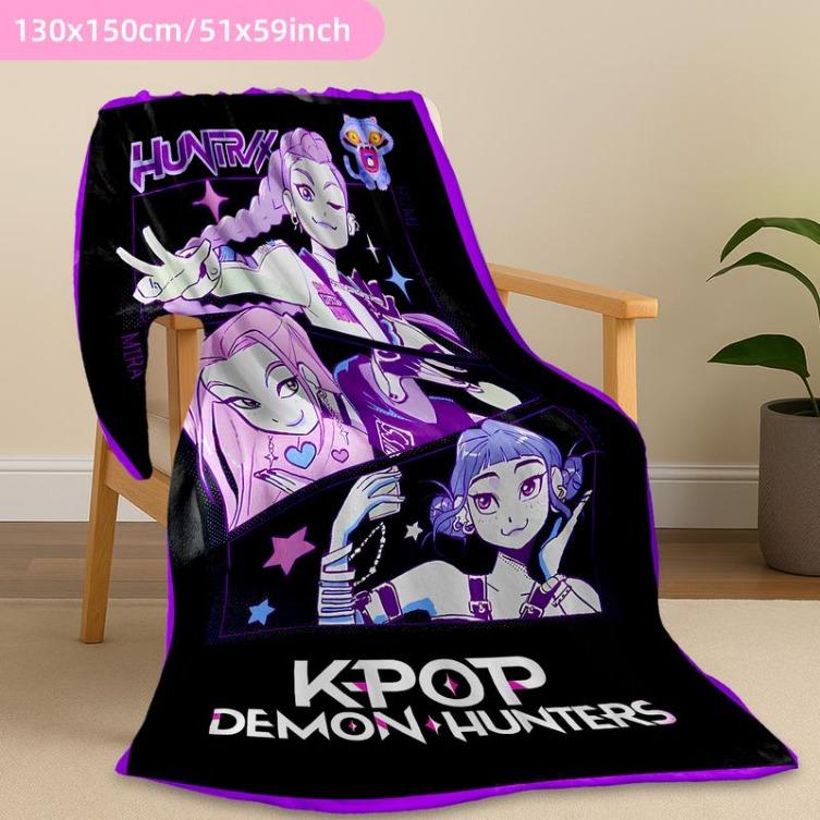 K-Pop Demon Hunter Anime Poster Blanket, Soft Flannel Shawl, Design, Home Office Camping Sofa Bed Cover, Netflix Fan Gift, Man Women Gift