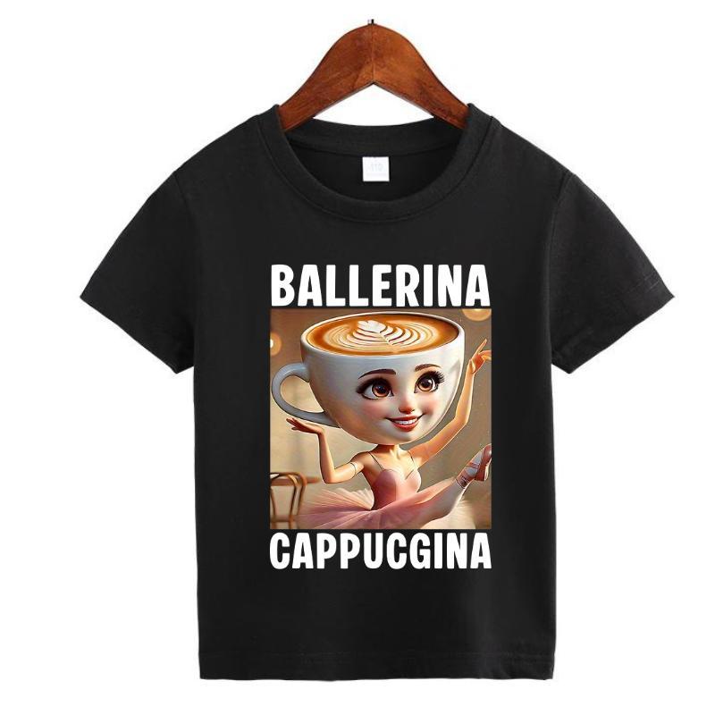 Italian Brainrot Meme Character Hand Drawn for Kids T-Shirt Toddler Boy Funny T-Shirt with Various Designs Including Ballerina Cappuccino and Chimpanzini Bananini