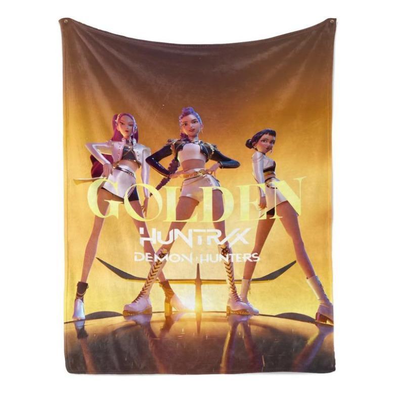 K-Pop Demon Hunter Poster Blanket, Soft Flannel Shawl, Design, Home Office Camping Sofa Bed Cover, Netflix Fan Gift, Gift For Kids, Gift For Men & Women