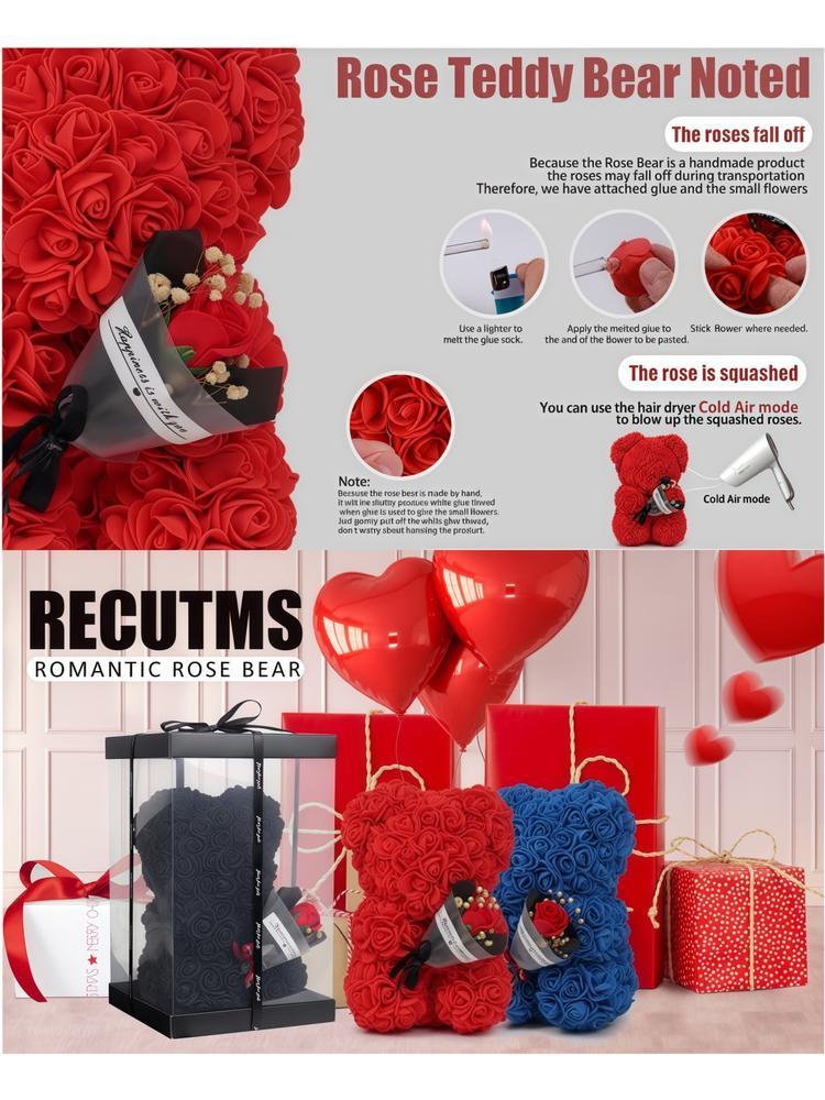 Handmade everlasting flower rose teddy bear themed gift box, ideal for dates for both men and women, must-have gift for Valentine's Day, anniversary gift or birthday gift, Halloween, Christmas bestseller