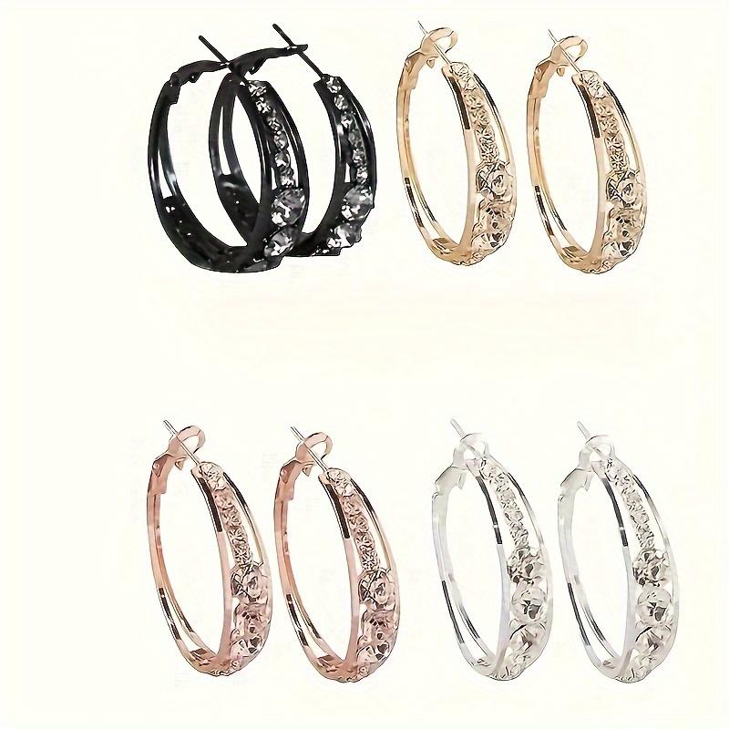 Delicate Round Earrings - Large, Dazzling, Elegant Jewelry Accessory For Everyday, Party Occasions, Alloy Material, No Plating, Perfect Gift Modern Glamour Clean