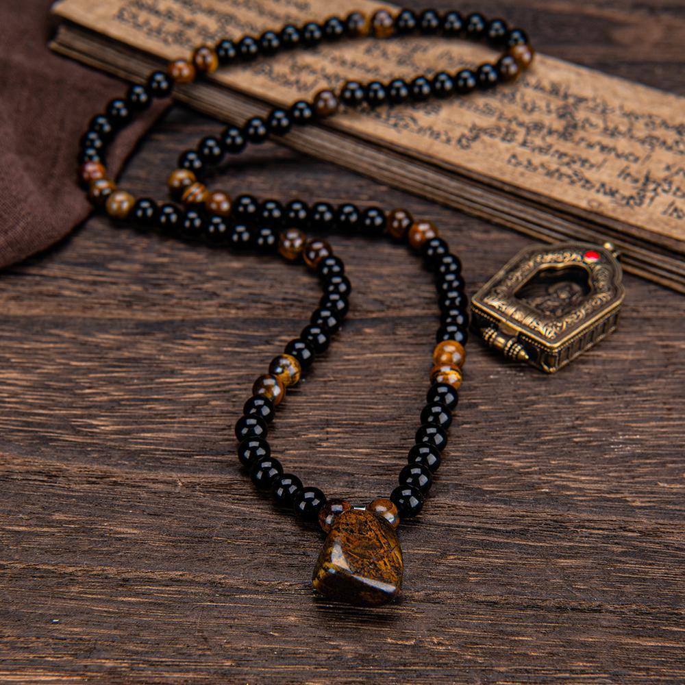 ARPURRAINA Money Attraction Necklace with Tiger Eye Pendant Healing Crystal Stone ,Obsidian,Anniversary, Vacation &Theme Parties Jewelry Charms Abundance Crystal bracelet,Long Chain,Sweater chain,Ideal Gift Jewelry for Men and Women