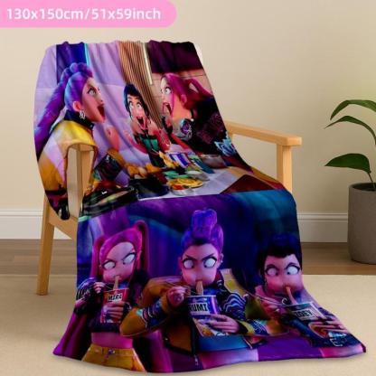 Kpop Demon Hunters Flannel Blanket, Soft Bed Sofa Travel Camping Queen Blanket, Perfect Gift For Friends Family Halloween BirthdayGift For Men & Women, Gift For Kids, Christmas Gift, Halloween Gift