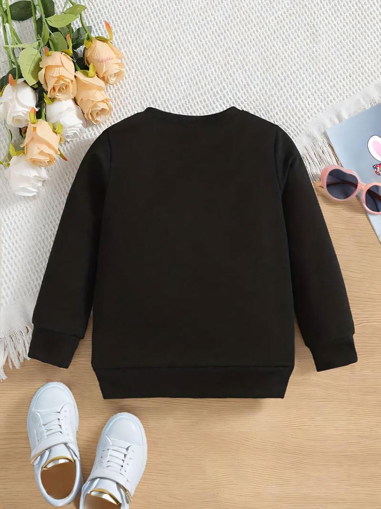 Cute Wednesday Anime Print Sweatshirt for Girls, Elastic Fabric, Casual Fitted Style, Perfect for Outdoor & Indoor Activities