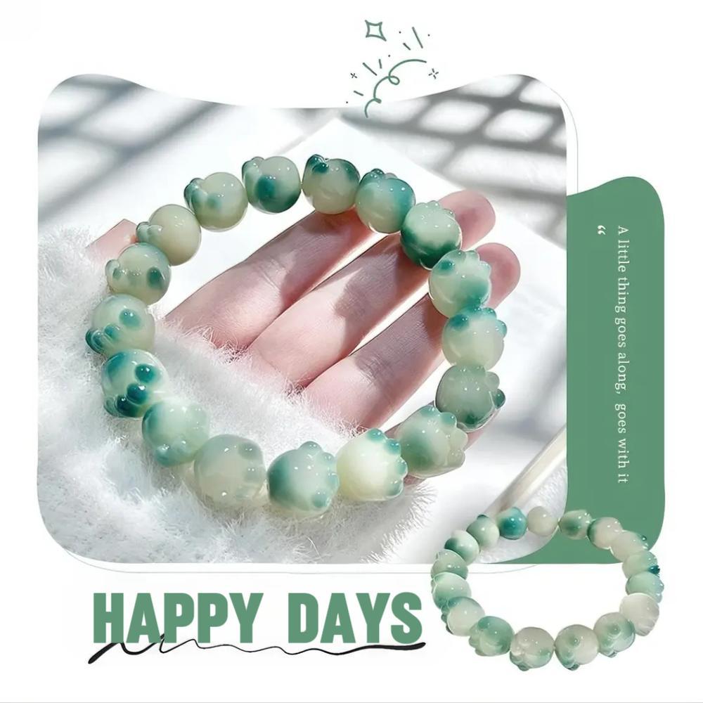 Green Cat’s Paw | Bodhi Beads Bracelet for Anxiety Relief  Natural Wood Meditation Beads for Stress Yoga Prayer Beads Spiritual Jewelry Gift for Women Insomnia Relief Handmade Buddhist Mala Beads Spiritual Gift