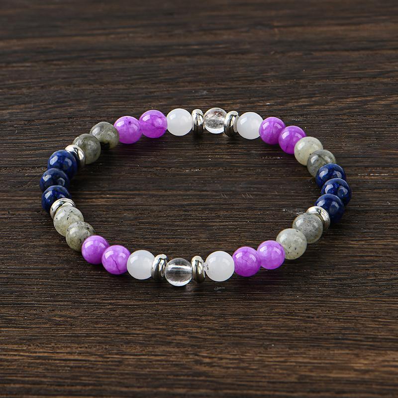 ARPURRAINA Memory Enhancement Crystal Bracelet Homeopathic Focus Clarity Aid 6mm Beaded Stone Jewelry for Determination Concentration Solid Format Elastic Wrist Rosary Adjustable 15-20cm