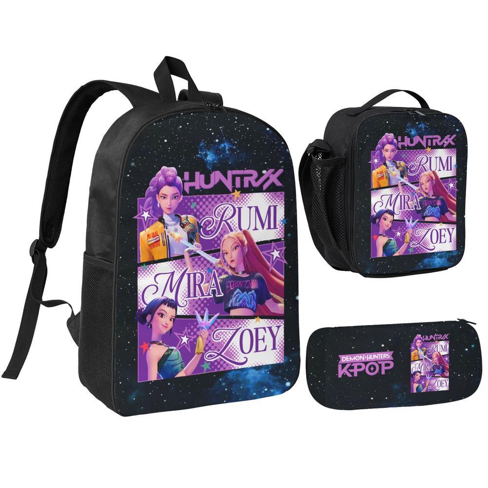 3PCS K-POP Demon Hunters School Bag Set - Large Capacity Laptop Backpa