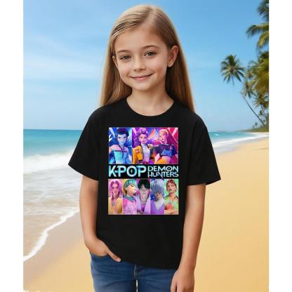 KIDS Hunt-rix K-Pop Demon Hunters Sa-ja Boy Shirt T-Shirts Short Sleeve for Girls Boys,Unisex Kids Graphic Tshirt Tees Tops,Y2K Shirts Kpop Fan Merch Gift,Casual Soft Breathable Lightweight Tee Shirt