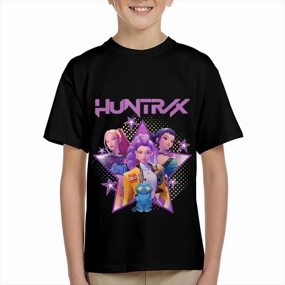 KIDS Hunt-rix K-Pop Demon Hunters Sa-ja Boy Shirt T-Shirts Short Sleeve for Girls Boys,Unisex Kids Graphic Tshirt Tees Tops,Y2K Shirts Kpop Fan Merch Gift,Casual Soft Breathable Lightweight Tee Shirt