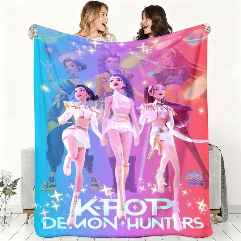 K-Pop Demon Hunters Dream Blanket Soft Warm Throw For Fans Women Girls & Kid Perfect Gift For Decor Daily Rest Ideal For Living Room Sofa Christmas Halloween Birthday Gift,Zoey,Ruimi,MiRa,Jinu,Huntrix,Kpop Demon Hunters Merch, Christmas Gift