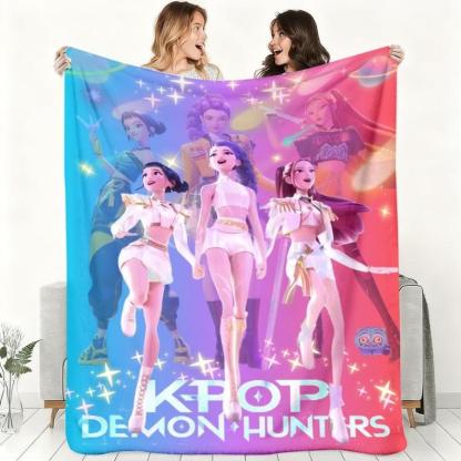 K-Pop Demon Hunters Dream Blanket Soft Warm Throw For Fans Women Girls & Kid Perfect Gift For Decor Daily Rest Ideal For Living Room Sofa Christmas Halloween Birthday Gift,Zoey,Ruimi,MiRa,Jinu,Huntrix,Kpop Demon Hunters Merch, Christmas Gift