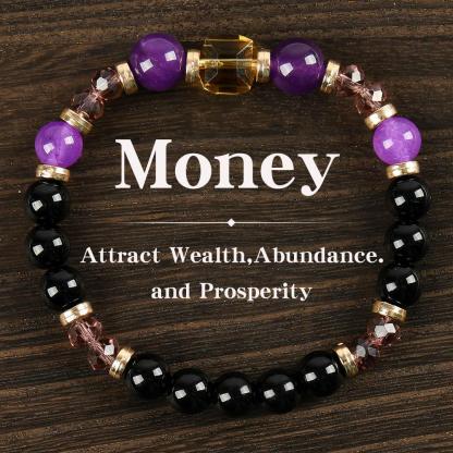 ARPURRAINA Money Attraction Prosperity & Wealth Beaded Bracelet 5.9-7.87" Citrine Stones Empathy Protection Elegant Minimalist Trendy Stack Bangle birthday gift