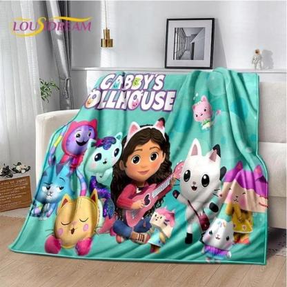 Cartoon Cute Gabbys Dollhouse Girl Soft Blankets,Keep Warm Throw Blanket Comfortable Blanket For Picnic Beds Sofa Home BedroomFlannel BlanketGift For Men & Women, Gift For Kids, Birthday Gift,Christmas,Halloween Blanket