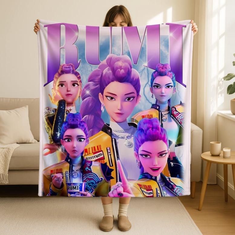 Cute Kpop Demon Hunters Blanket, Kpop Fun Gift, Anime Lovers Gift,2025 Anime Flannel Throw, Gift For Huntrix Fans,Huntrix Inspired Blanket,Zoey,Mira,Rumi,Huntrix,Sajaboys,Gift For Kids, Gift For Men & Women, K-POP Demon Hunters Merch