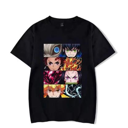 Hot Anime Demon Slayer Series Printed T-shirt Women Men Harajuku Casual Oversize Fashion O-Neck Short Sleeve Unisex Top Tshirt Womenswear Streetwear Summer Crewneck