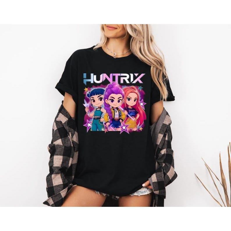 Kpop Demon Hunters Shirt, Huntrix Girl T-Shirt, Kpop idol group Shirt, Mira, Rumi, Joey Shirt,Demon Hunter Merch, Gift for Huntrix fan Shirt Cartoon