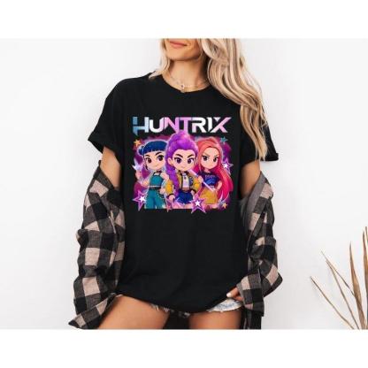 Kpop Demon Hunters Shirt, Huntrix Girl T-Shirt, Kpop idol group Shirt, Mira, Rumi, Joey Shirt,Demon Hunter Merch, Gift for Huntrix fan Shirt Cartoon