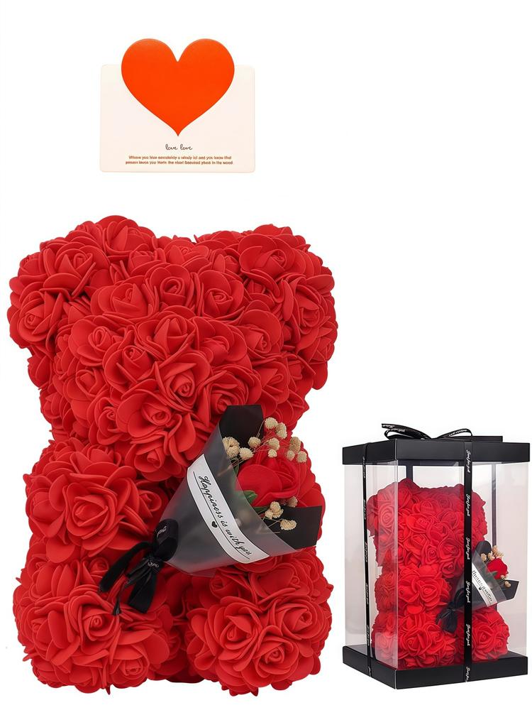 Handmade everlasting flower rose teddy bear themed gift box, ideal for dates for both men and women, must-have gift for Valentine's Day, anniversary gift or birthday gift, Halloween, Christmas bestseller