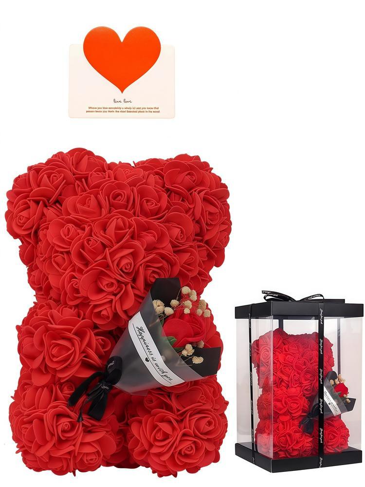 Handmade everlasting flower rose teddy bear themed gift box, ideal for dates for both men and women, must-have gift for Valentine's Day, anniversary gift or birthday gift, Halloween, Christmas bestseller