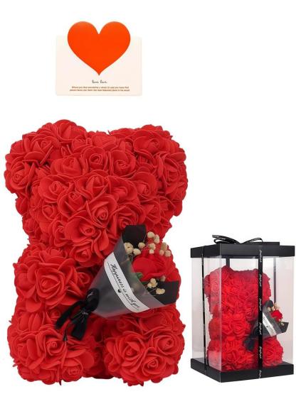 Handmade everlasting flower rose teddy bear themed gift box, ideal for dates for both men and women, must-have gift for Valentine's Day, anniversary gift or birthday gift, Halloween, Christmas bestseller