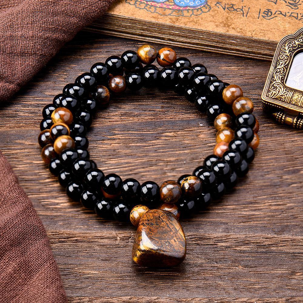 ARPURRAINA Money Attraction Necklace with Tiger Eye Pendant Healing Crystal Stone ,Obsidian,Anniversary, Vacation &Theme Parties Jewelry Charms Abundance Crystal bracelet,Long Chain,Sweater chain,Ideal Gift Jewelry for Men and Women