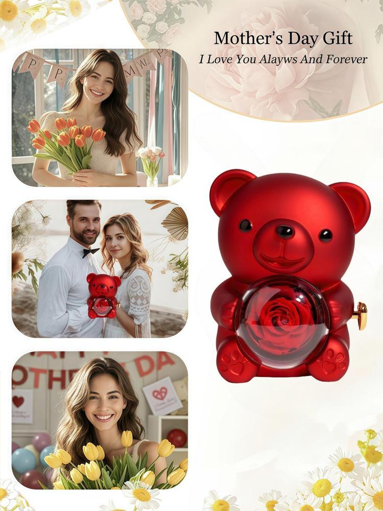 Heart Shaped Pendant Necklace with Bear Gift Box, Fashion Jewelry for Party, Daily Decor, Trendy All-match & Exquisite Jewelry for Birthday Gift