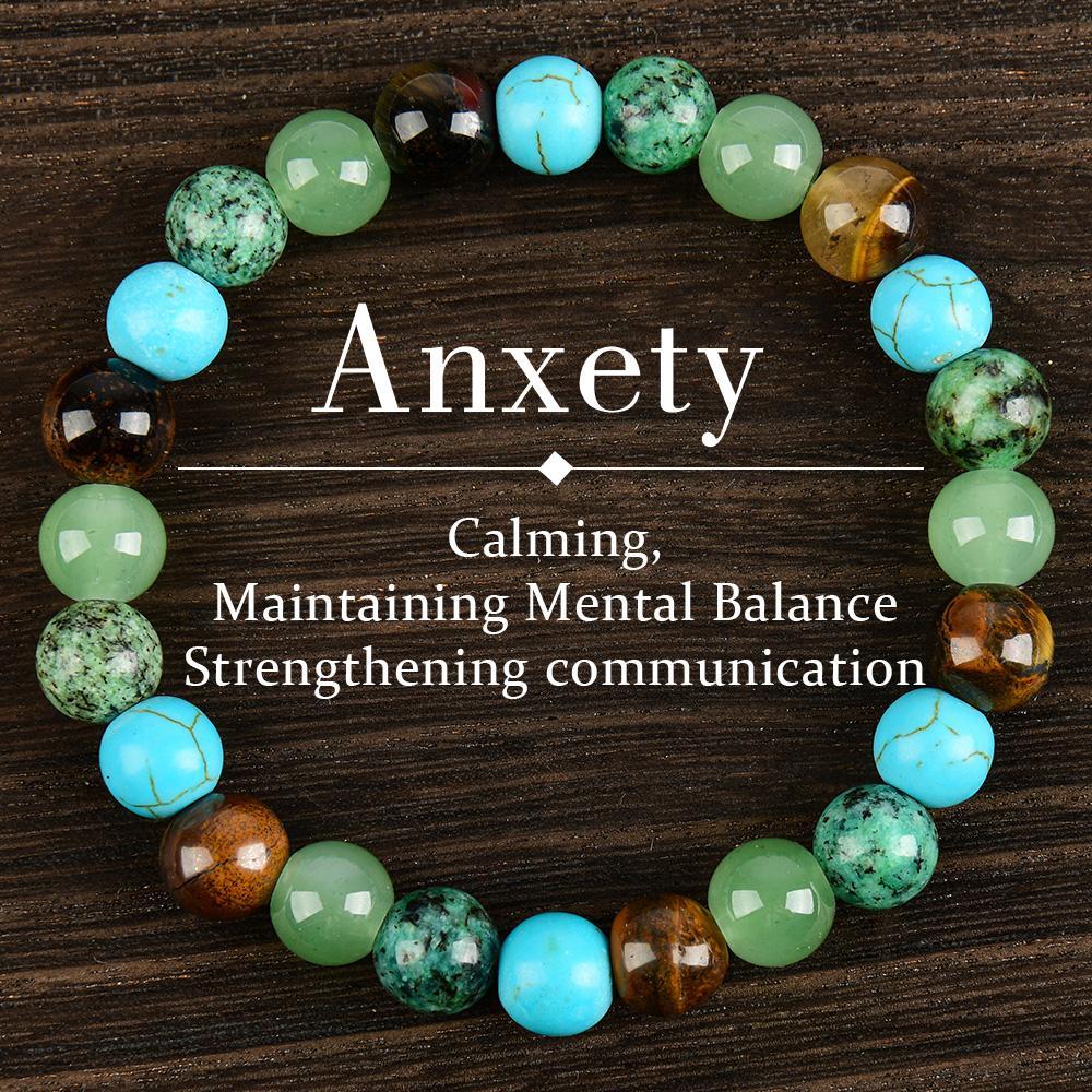 Stress-reducing Crystal Relaxing Bracelet For Both Men And Women, Calm blue friendship bracelet blue bracelet beaded  jewelry protection bracelet encouragement gift fashion artificial unisex jewelry gift Colorblock Beaded Crystal Bracelet