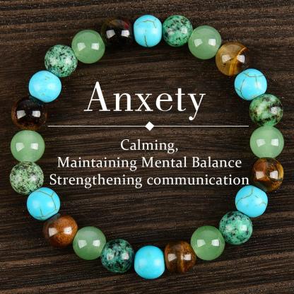 Stress-reducing Crystal Relaxing Bracelet For Both Men And Women, Calm blue friendship bracelet blue bracelet beaded  jewelry protection bracelet encouragement gift fashion artificial unisex jewelry gift Colorblock Beaded Crystal Bracelet