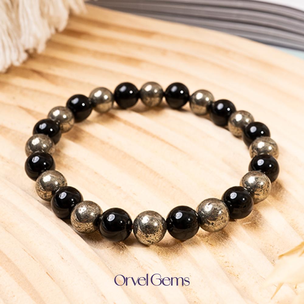 Wealth & Success Crystal Bracelet - Pyrite Citrine Black Tourmaline Healing Gemstone Beads 8mm - Spiritual Natural Stone Gift for Men & Women, Christmas, Birthday, New Year, Thanksgiving, Halloween #TikTokShopBlackFriday