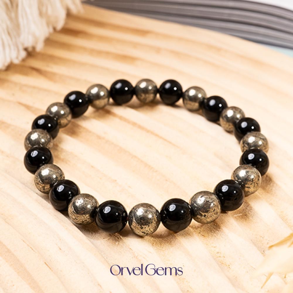 Wealth & Success Crystal Bracelet - Pyrite Citrine Black Tourmaline Healing Gemstone Beads 8mm - Spiritual Natural Stone Gift for Men & Women, Christmas, Birthday, New Year, Thanksgiving, Halloween #TikTokShopBlackFriday
