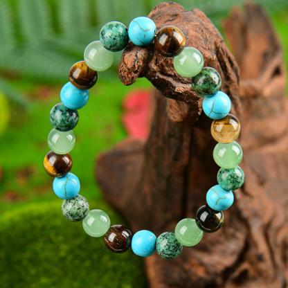 Stress-reducing Crystal Relaxing Bracelet For Both Men And Women, Calm blue friendship bracelet blue bracelet beaded  jewelry protection bracelet encouragement gift fashion artificial unisex jewelry gift Colorblock Beaded Crystal Bracelet