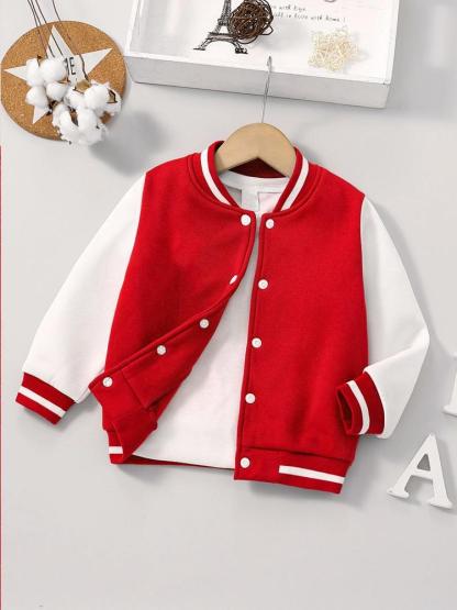 Boys' Spring & Fall Cartoon Bear Print Jacket, Comfortable Casual Sports Outerwear, Fitted Style, Moderate Fabric Thickness