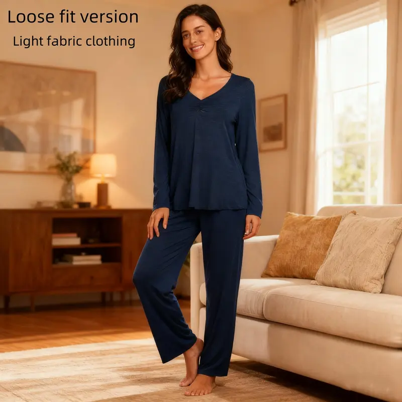 Womens Pajama Sets 2 Piece Lounge Set Fall Winter Pajamas Loose fit version Slim model