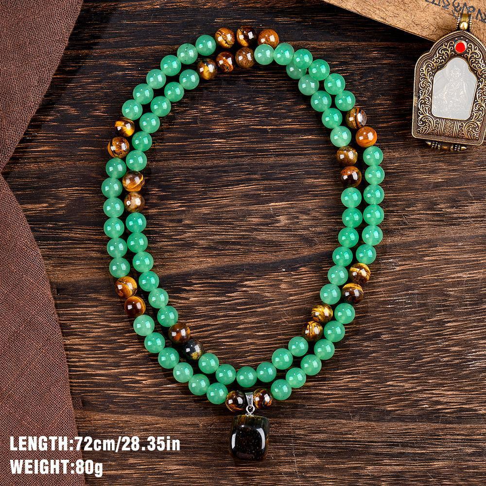 ARPURRAINA Money Attraction Necklace With GreenAventurine & Tiger Eye  Pendant Healing Crystal Stone ,Anniversary, Vacation &Theme Parties Jewelry Charms Abundance Crystal bracelet,Long Chain,Sweater chain,Ideal Gift Jewelry for Men and Women