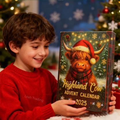 Highland Cow Advent Calendar 2025, 24 Days Surprise Countdown Calendar Gift Box, Perfect for Holiday Decorations and Festive Fun Ideal, Highland Cow Lovers and Christmas Celebrations VNP