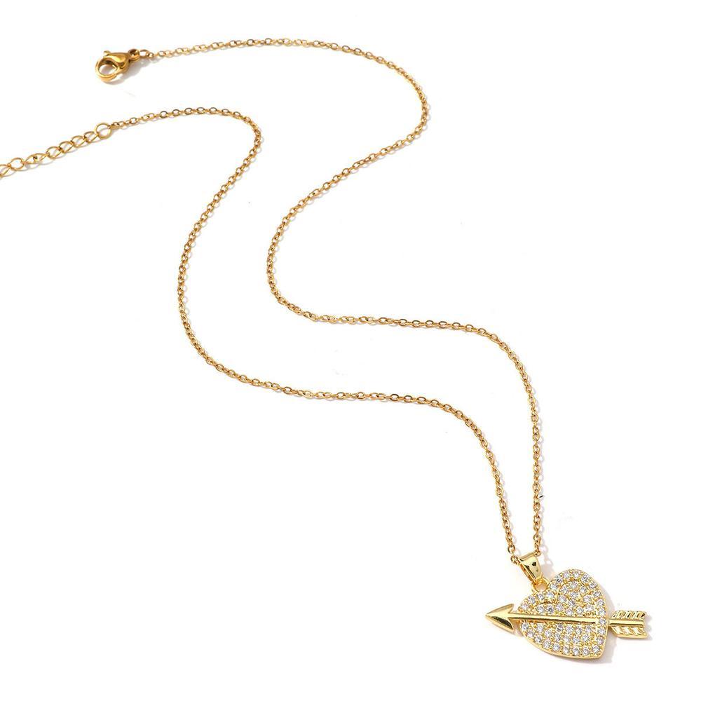 Cupid's Heart Necklace, A Pendant of Heart with One Wave, Girlfriend's Clampstone Chain, Birthday Gift, Girlfriend's Gift, Mother's Day Gift, Best Friend's Gift, Love Style