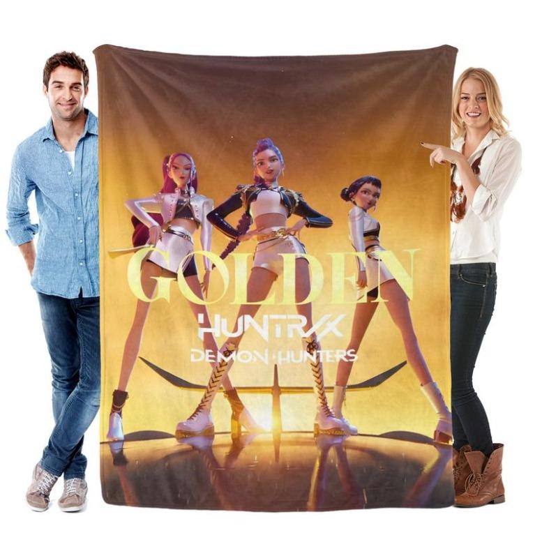 K-Pop Demon Hunter Poster Blanket, Soft Flannel Shawl, Design, Home Office Camping Sofa Bed Cover, Netflix Fan Gift, Gift For Kids, Gift For Men & Women