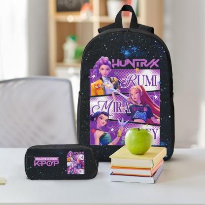3PCS K-POP Demon Hunters School Bag Set - Large Capacity Laptop Backpack + Portable Lunch Bag + Pencil Case, Functional Fashion Backpack for Teens Men Women, Ideal for Daily Use & Adventures, Great Gift