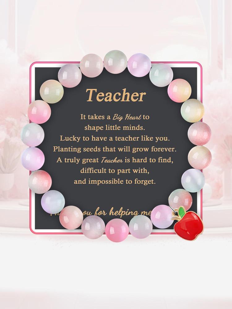 Teacher's Day Gift, Red Apple Bracelet Gift for Teacher, Thank You Gift for Teacher, Christmas Gift for Teacher