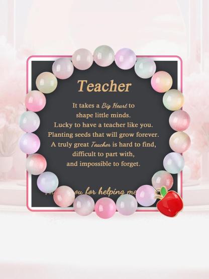 Teacher's Day Gift, Red Apple Bracelet Gift for Teacher, Thank You Gift for Teacher, Christmas Gift for Teacher