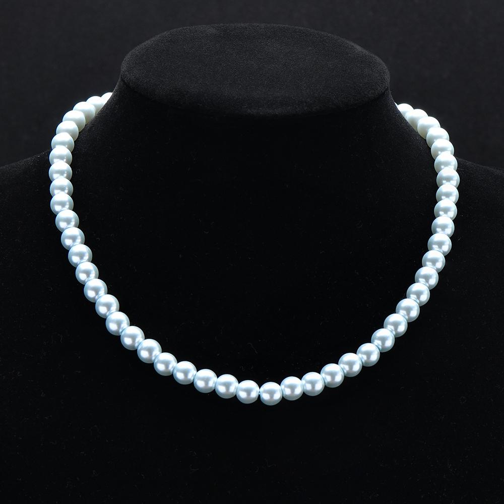Elegant Light Blue Freshwater Pearls Necklace - Vintage Style Jewelry for Teenager High-End Minimalist Fashion Perfect Gift for Girlfriends Wives Mothers Friends Ideal for Parties Banquets Business Events Shining Natural