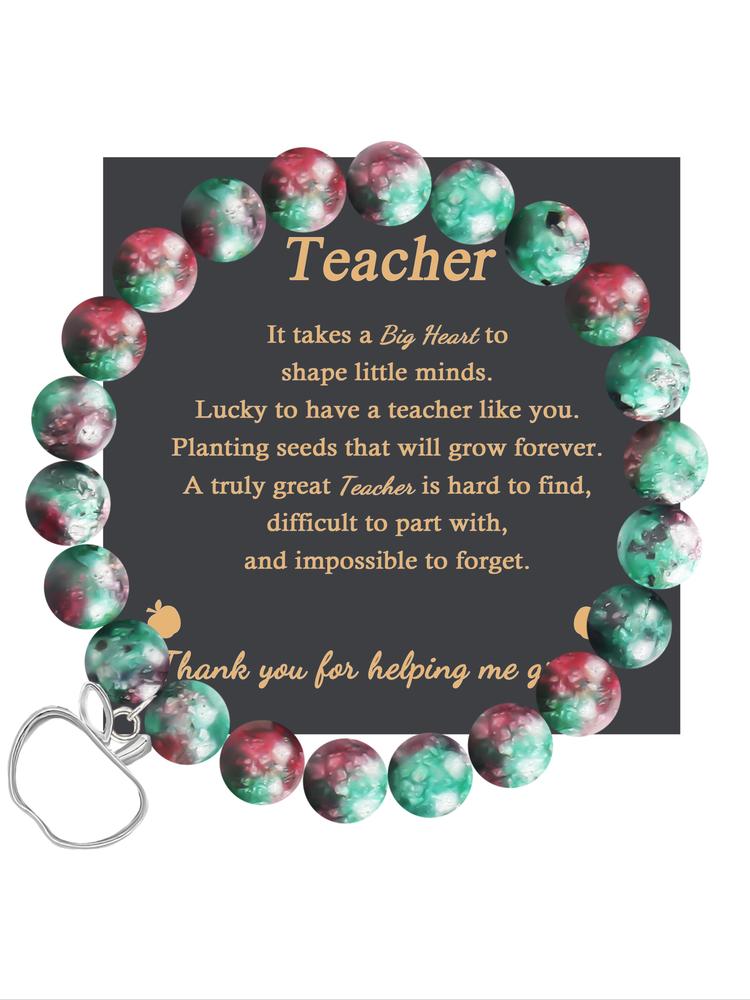 1PC Teacher's Day Gift Bracelet for Men and Women, Perfect Valentine's Jewelry with Adjustable Beads, Includes Gift Message Card for Thoughtful Teacher Gift Ideas