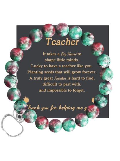 1PC Teacher's Day Gift Bracelet for Men and Women, Perfect Valentine's Jewelry with Adjustable Beads, Includes Gift Message Card for Thoughtful Teacher Gift Ideas