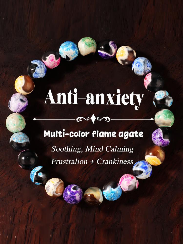 1PC 8mm Fire Agate Bracelet for Women, Natural Stone Bracelet for Relaxation and Clarity, Perfect Gift for Any Occasion, Beaded Bracelets